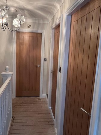 Finished oak internal doors fitted