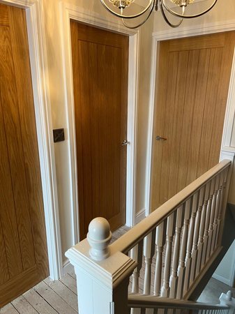Finished oak internal doors fitted